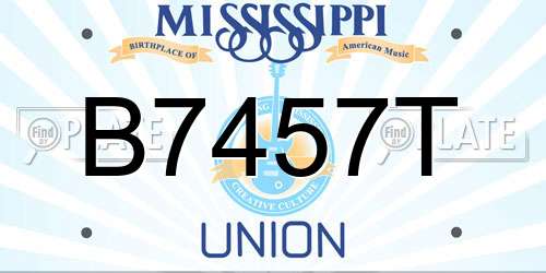 B7457T Mississippi License Plate