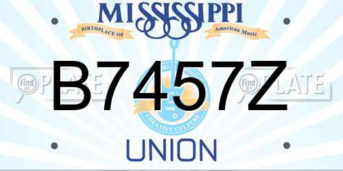 B7457Z Mississippi License Plate
