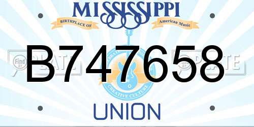 B747658 Mississippi License Plate
