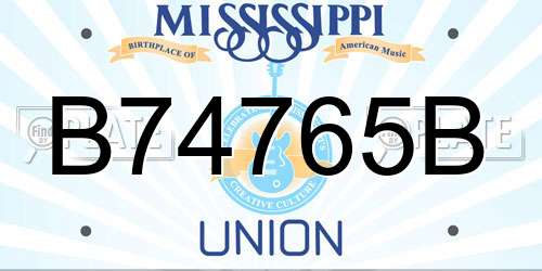 B74765B Mississippi License Plate
