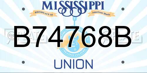 B74768B Mississippi License Plate