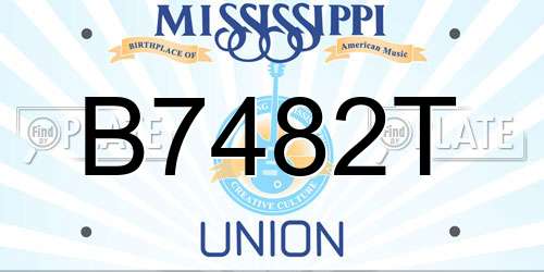 B7482T Mississippi License Plate