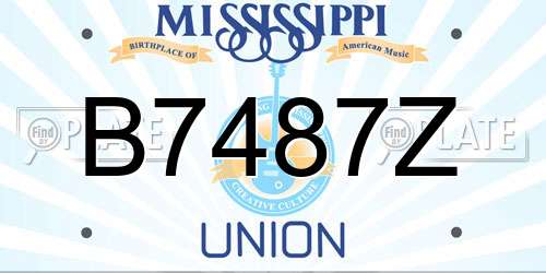 B7487Z Mississippi License Plate