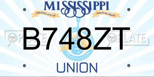 B748ZT Mississippi License Plate