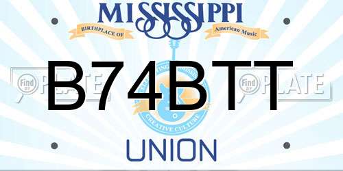 B74BTT Mississippi License Plate