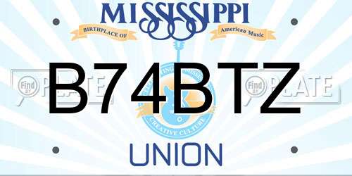 B74BTZ Mississippi License Plate
