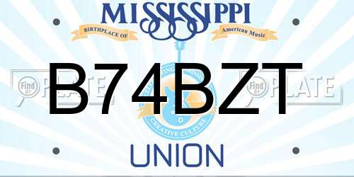 B74BZT Mississippi License Plate