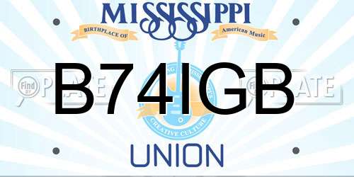 B74IGB Mississippi License Plate