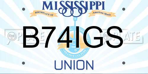 B74IGS Mississippi License Plate