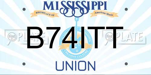 B74ITT Mississippi License Plate
