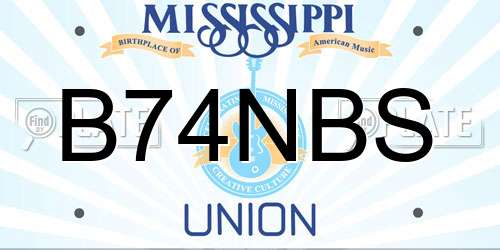 B74NBS Mississippi License Plate