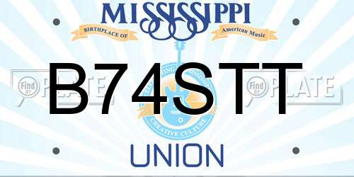 B74STT Mississippi License Plate