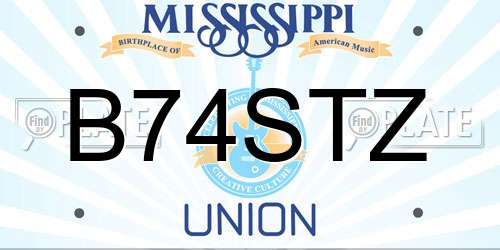B74STZ Mississippi License Plate