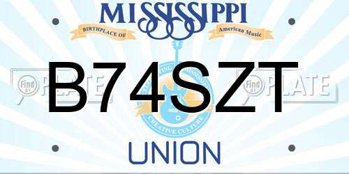 B74SZT Mississippi License Plate