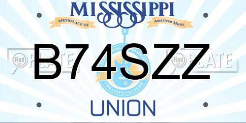 B74SZZ Mississippi License Plate