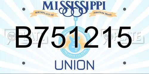 B751215 Mississippi License Plate