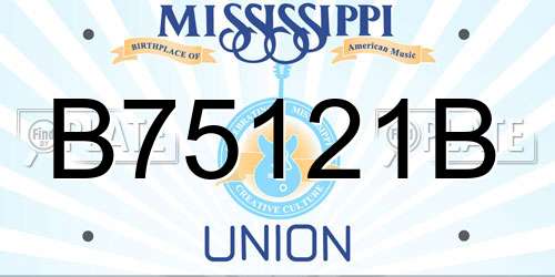 B75121B Mississippi License Plate