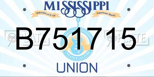 B751715 Mississippi License Plate