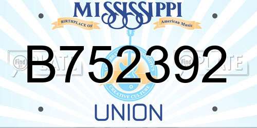 B752392 Mississippi License Plate