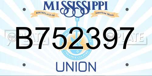 B752397 Mississippi License Plate
