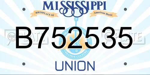 B752535 Mississippi License Plate