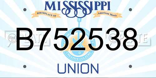B752538 Mississippi License Plate