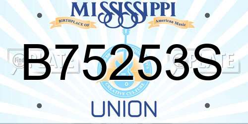 B75253S Mississippi License Plate