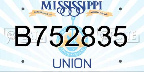 B752835 Mississippi License Plate