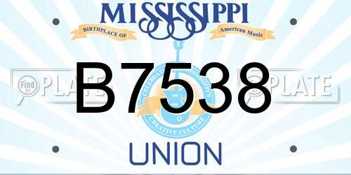 B7538 Mississippi License Plate