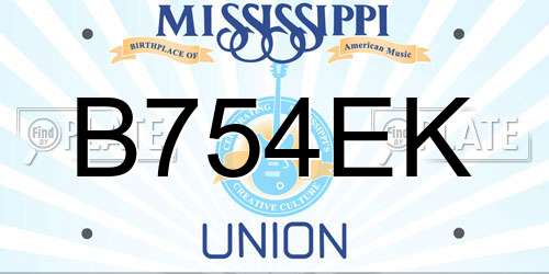 B754EK Mississippi License Plate