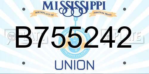 B755242 Mississippi License Plate
