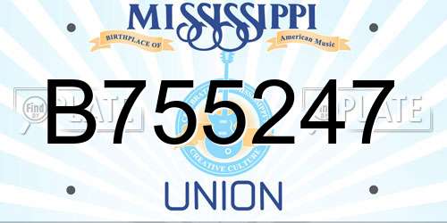 B755247 Mississippi License Plate