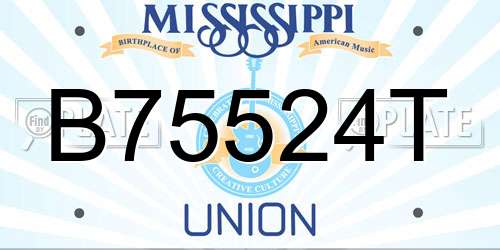 B75524T Mississippi License Plate