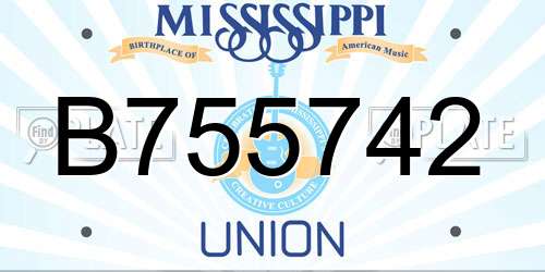 B755742 Mississippi License Plate
