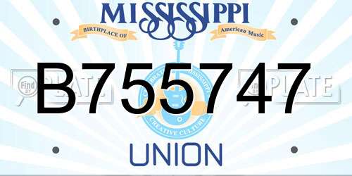 B755747 Mississippi License Plate