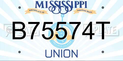B75574T Mississippi License Plate