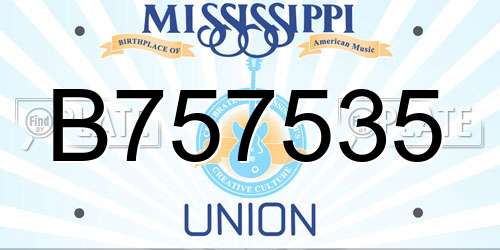 B757535 Mississippi License Plate