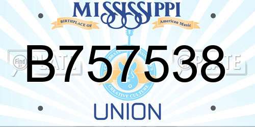 B757538 Mississippi License Plate