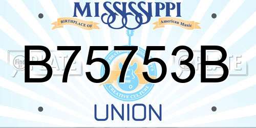B75753B Mississippi License Plate