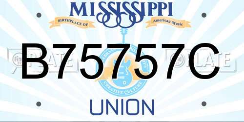 B75757C Mississippi License Plate