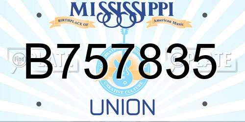 B757835 Mississippi License Plate