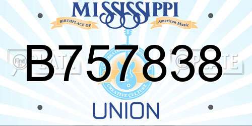 B757838 Mississippi License Plate