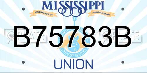 B75783B Mississippi License Plate