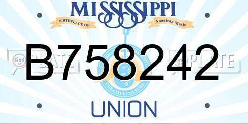 B758242 Mississippi License Plate