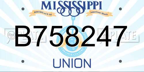 B758247 Mississippi License Plate
