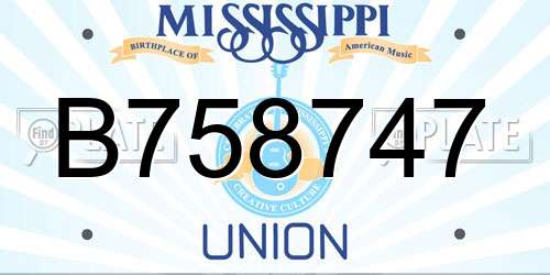 B758747 Mississippi License Plate