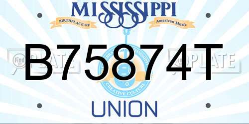 B75874T Mississippi License Plate