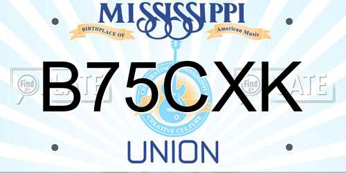 B75CXK Mississippi License Plate