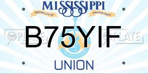B75YIF Mississippi License Plate