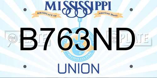 B763ND Mississippi License Plate